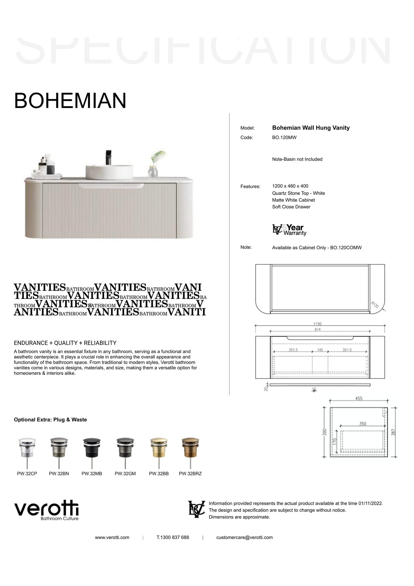 BOHEMIAN 1200 VANITY