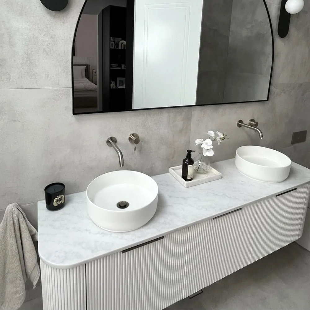 Otti Bondi 1800mm Satin White Fluted Wall Hung Curve Vanity
