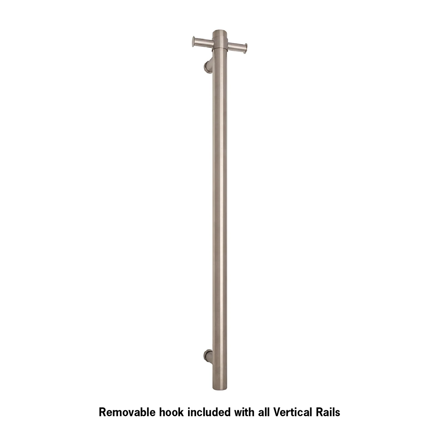 VS900HBR Brushed Round Vertical Single Heated Towel Rail