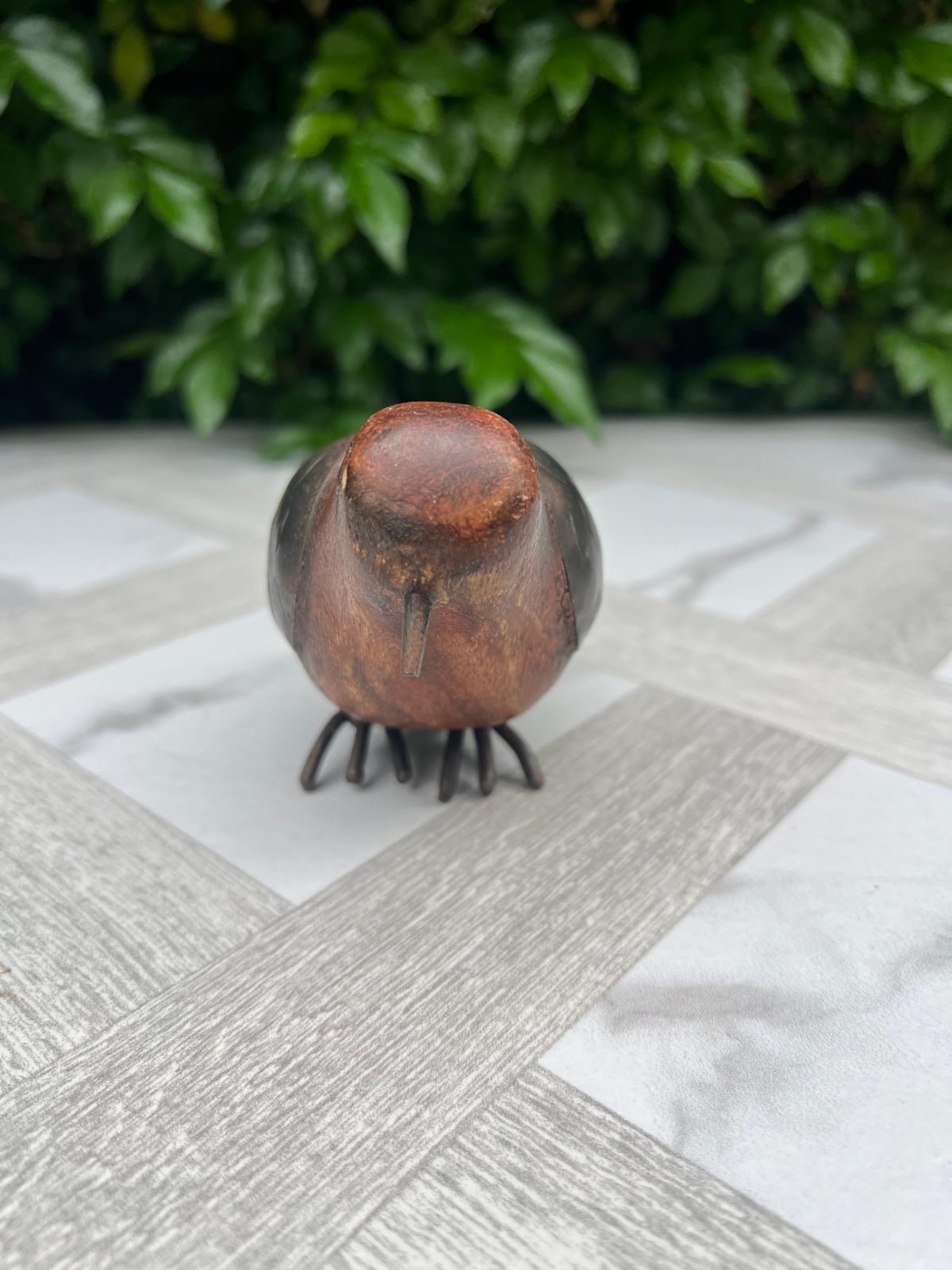 Vintage Folk Art Hand Carved wooden Bird. wood and Metal - Reno Spares