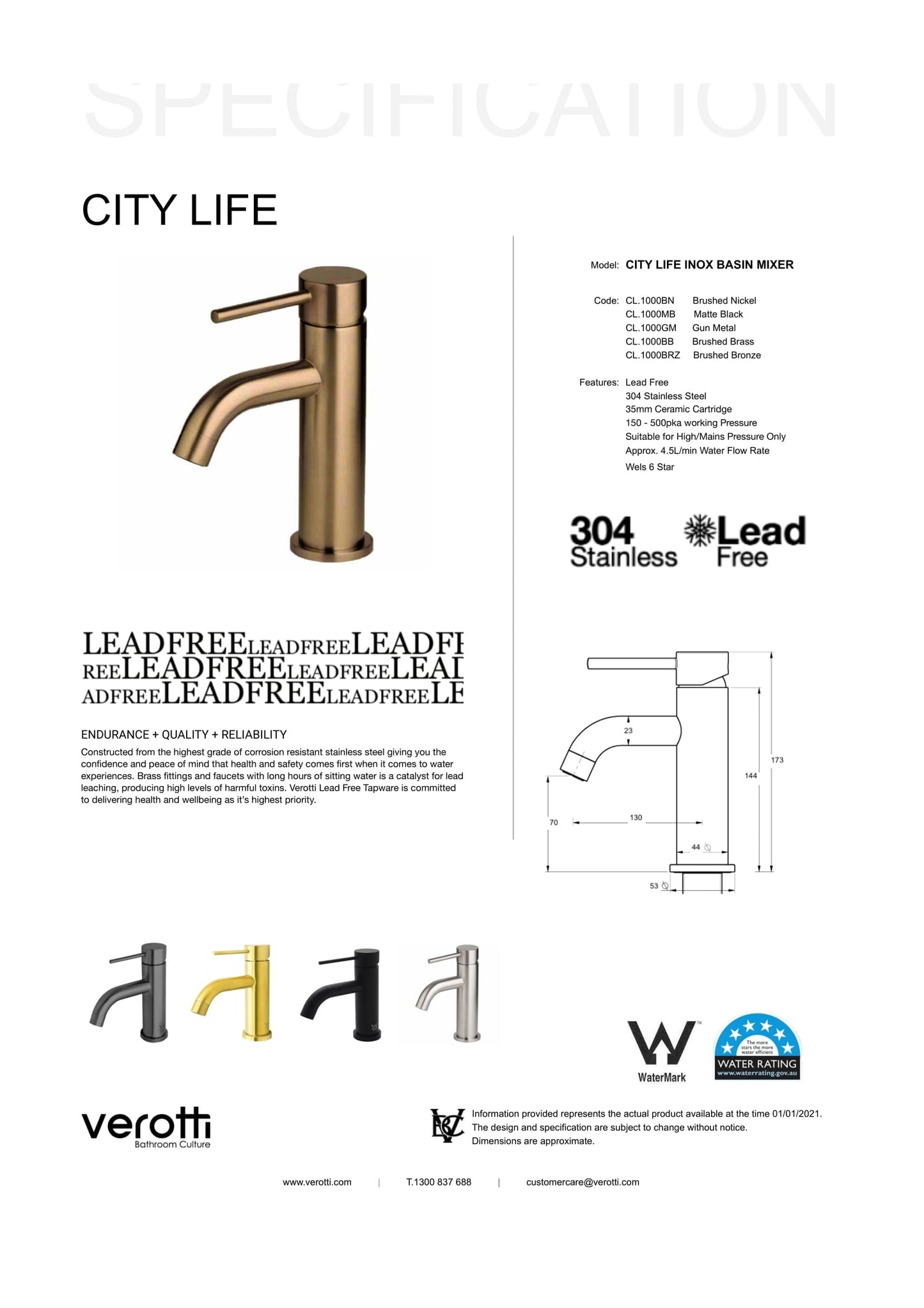 City Life Inox Basin Mixer