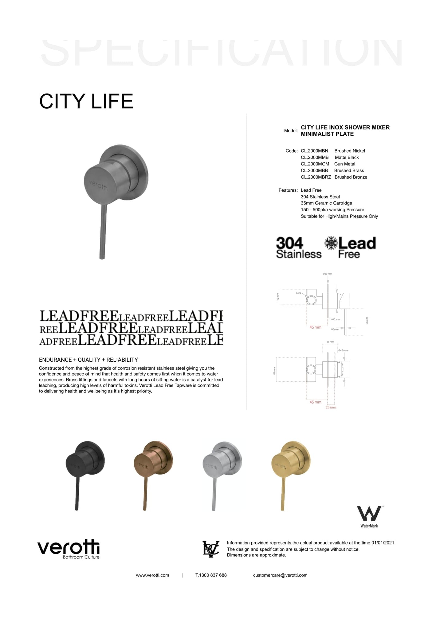 City Life Minimal Shower Or Bath Mixer