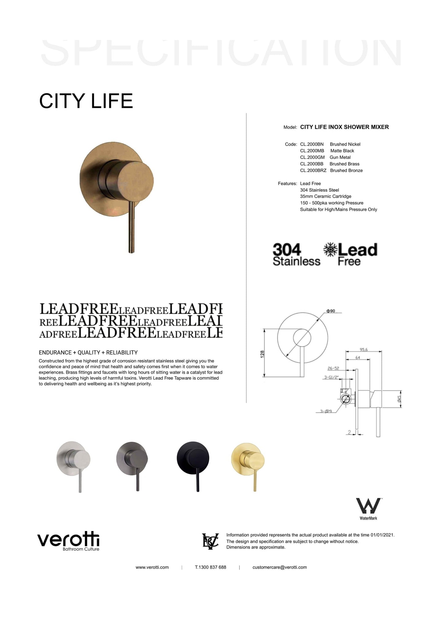 City Life Inox Shower Or Bath Mixer