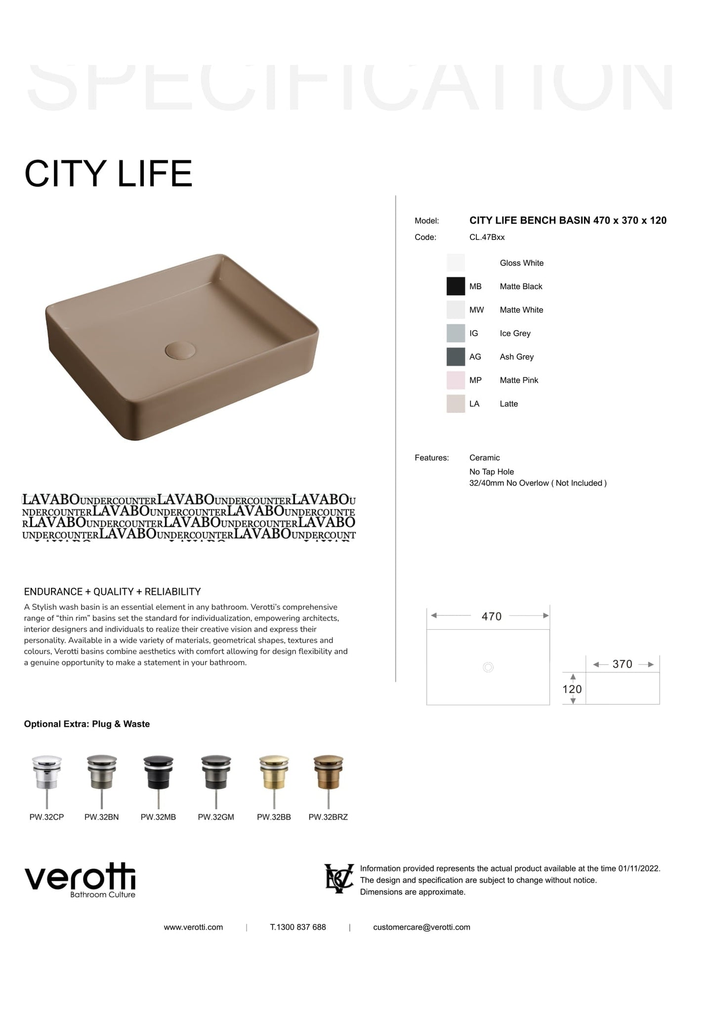 CITY LIFE RECTANGLE (W470, D360, H110)