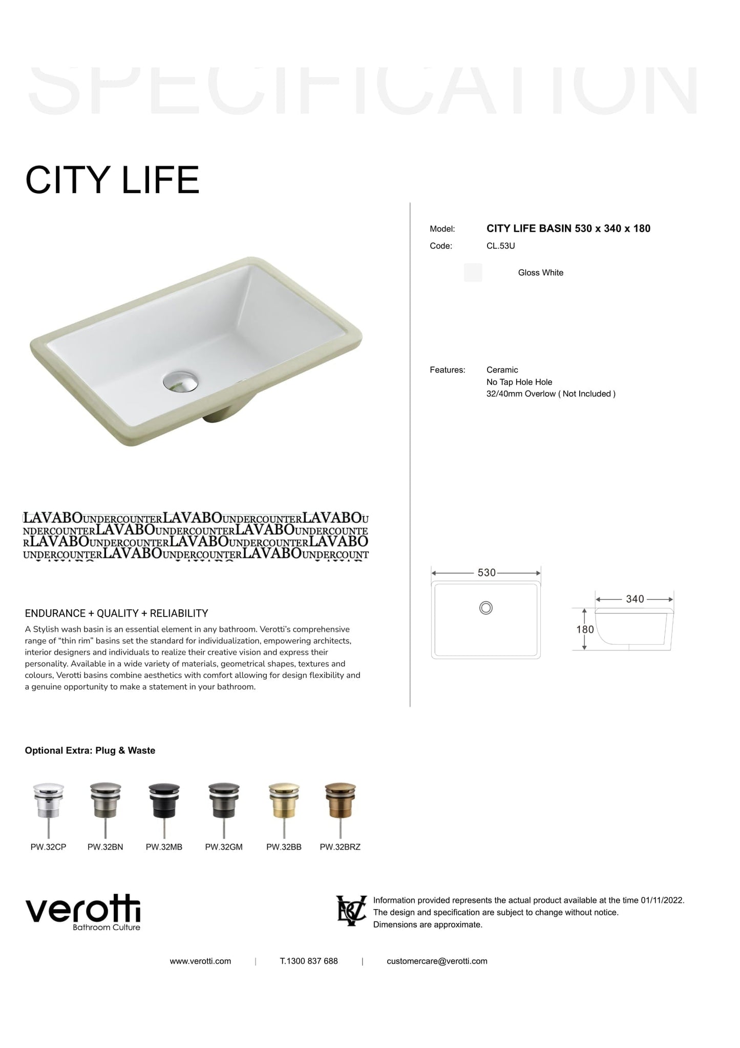 CITY LIFE UNDER COUNTER BASIN (530, 340, 180)