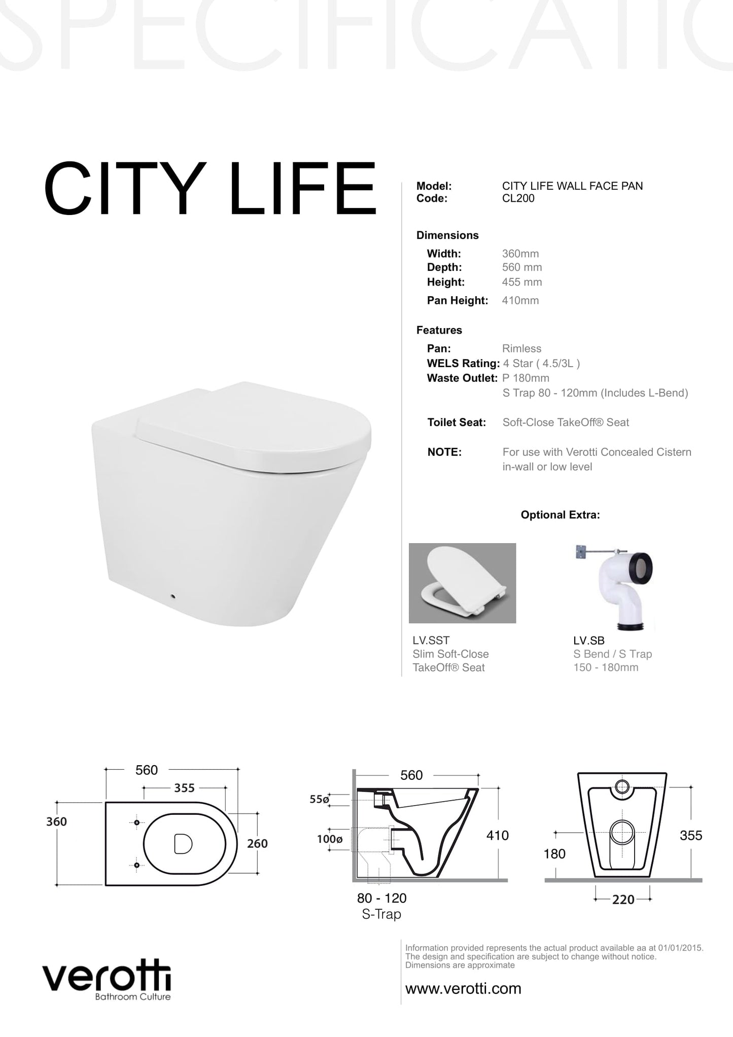 CITY LIFE WALL FACED PAN
