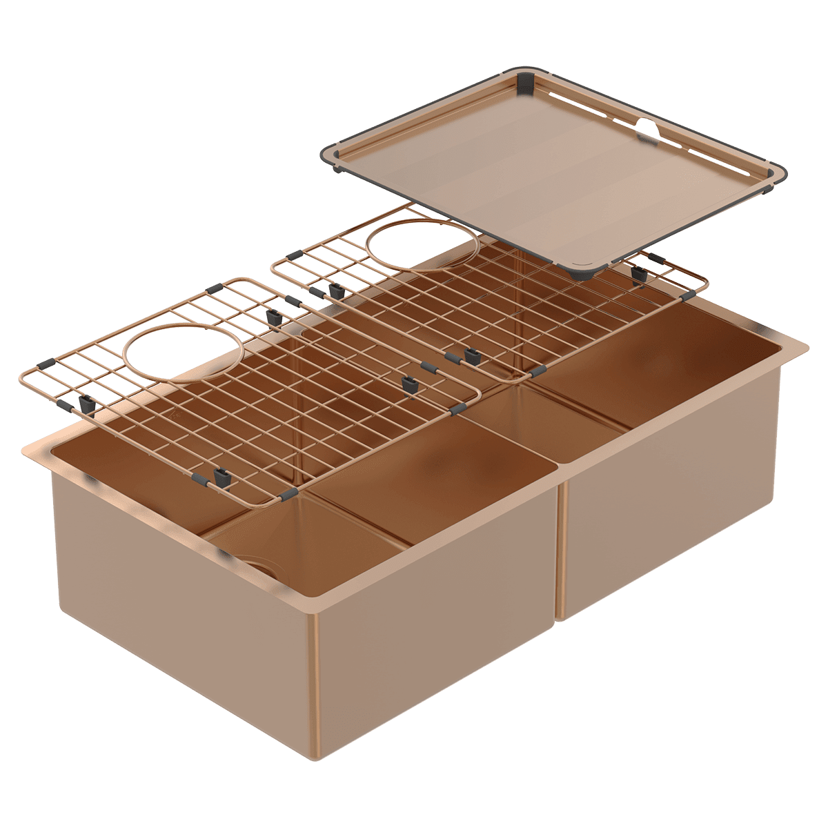 Piazza Double Square Bowl Artisan Copper