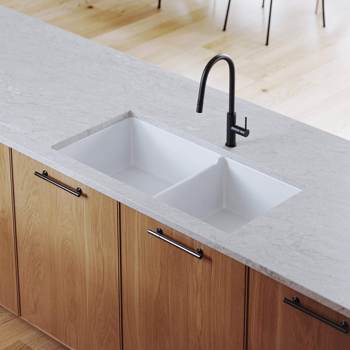 Turner Hastings Cuisine 93 x 48 One and a Half Bowl Inset Undermount Fine Fireclay Sink