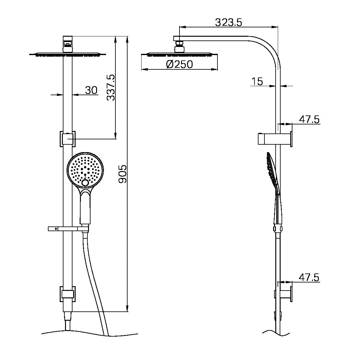 Bianca Shower Set Round Head