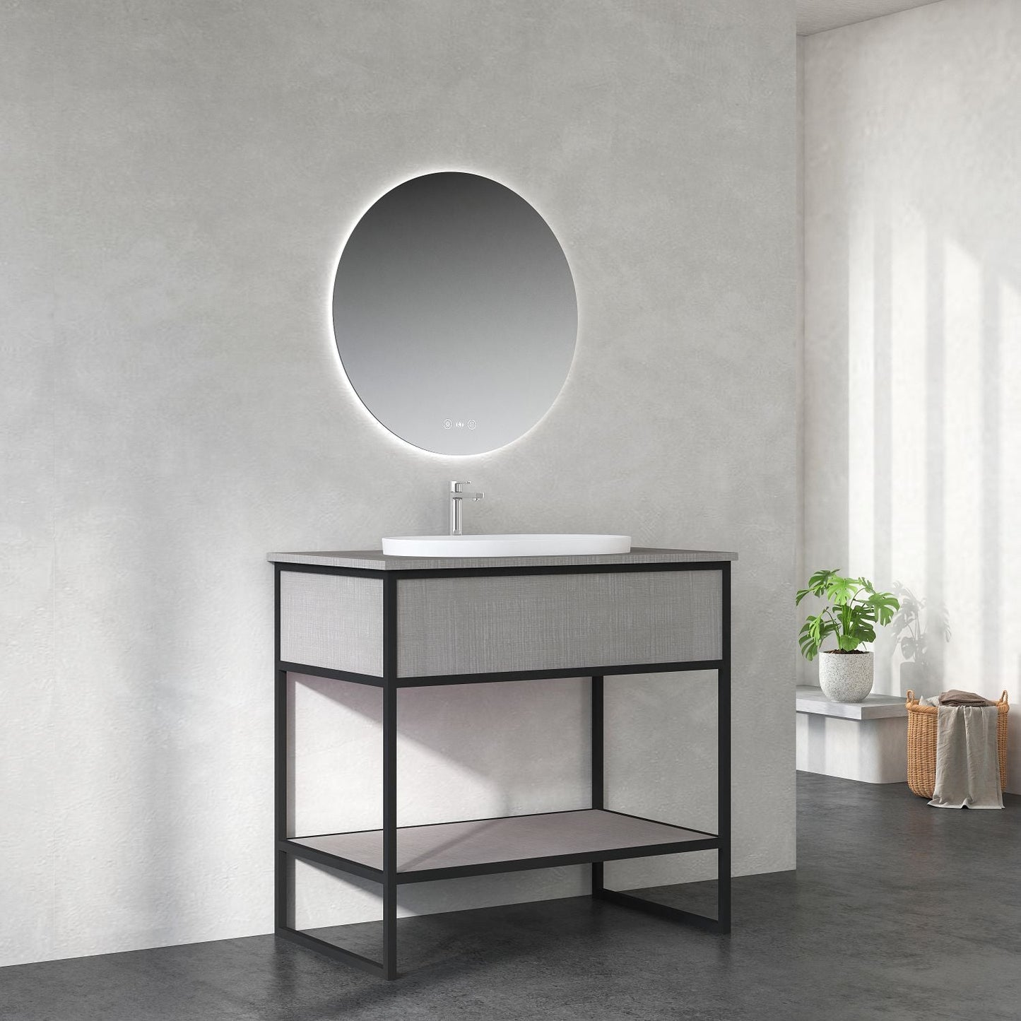DIO 900mm Vanity Cabinet for Insert Basin - Nero Matt - 900mm x 547mm x 830mm / Nero Matt / Cabinet Only