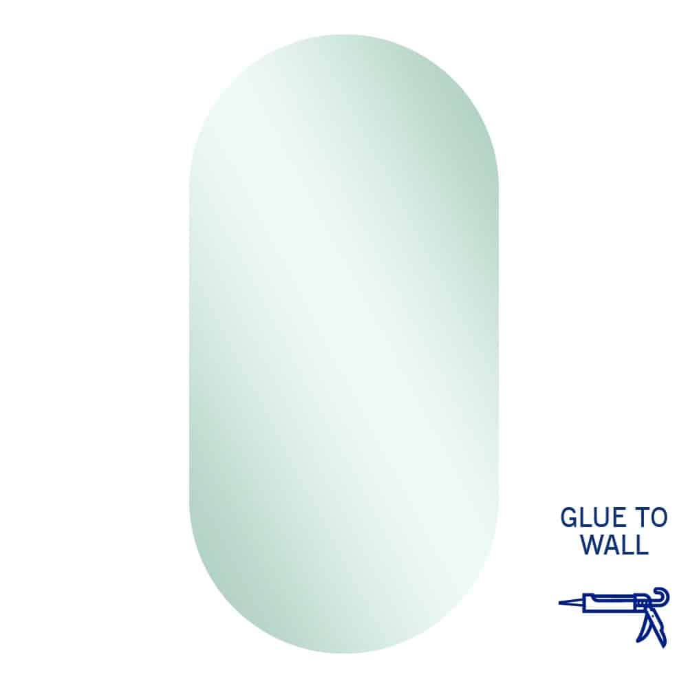 DP5010GT Pill Shape Polished Edge Mirror Glue-to-Wall