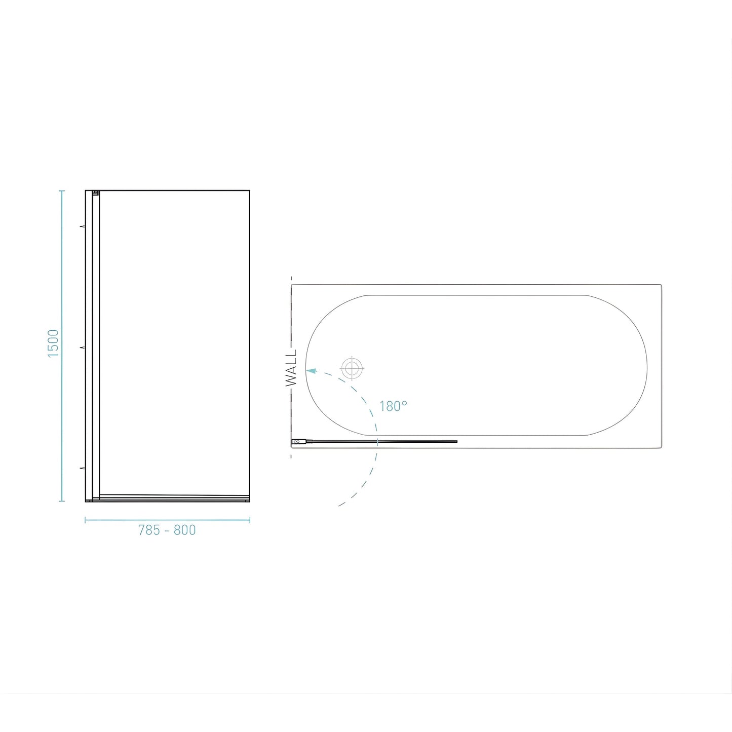 DECINA FITZROY FRAMELESS PIVOT PANEL BATH SHOWER SCREEN