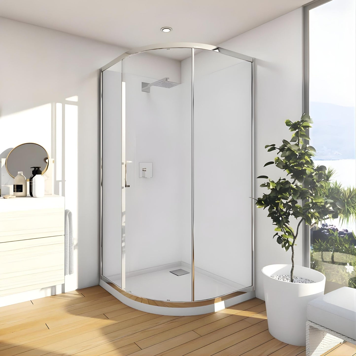 DECINA FLORIANO FRAMED CURVED SLIDING SHOWER SCREEN