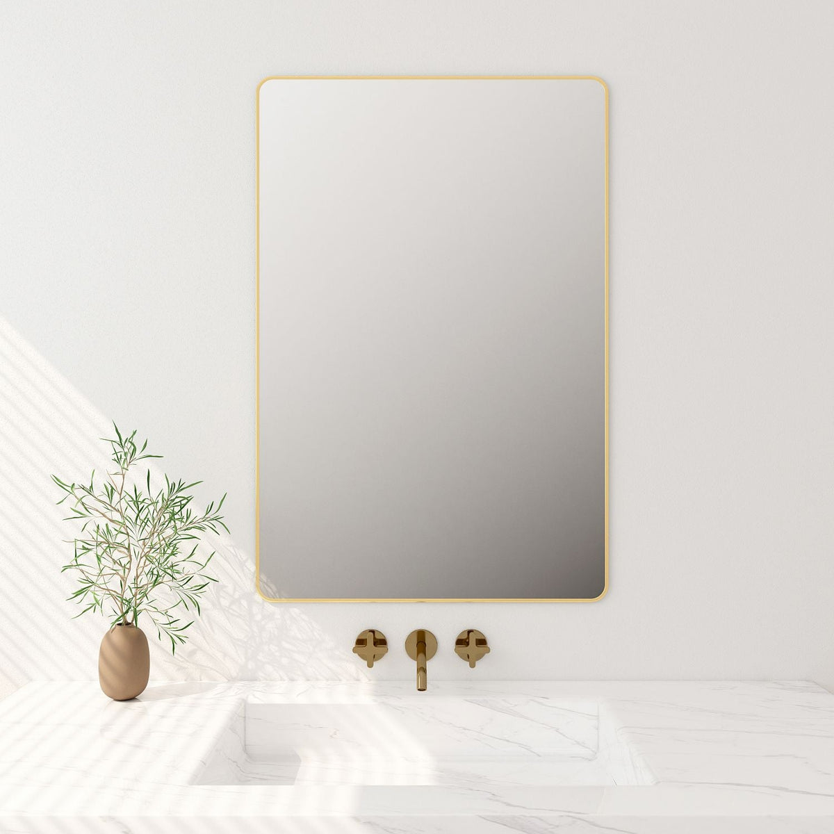 Aluminum Framed 600mm Rectangular Mirror- Brushed Gold