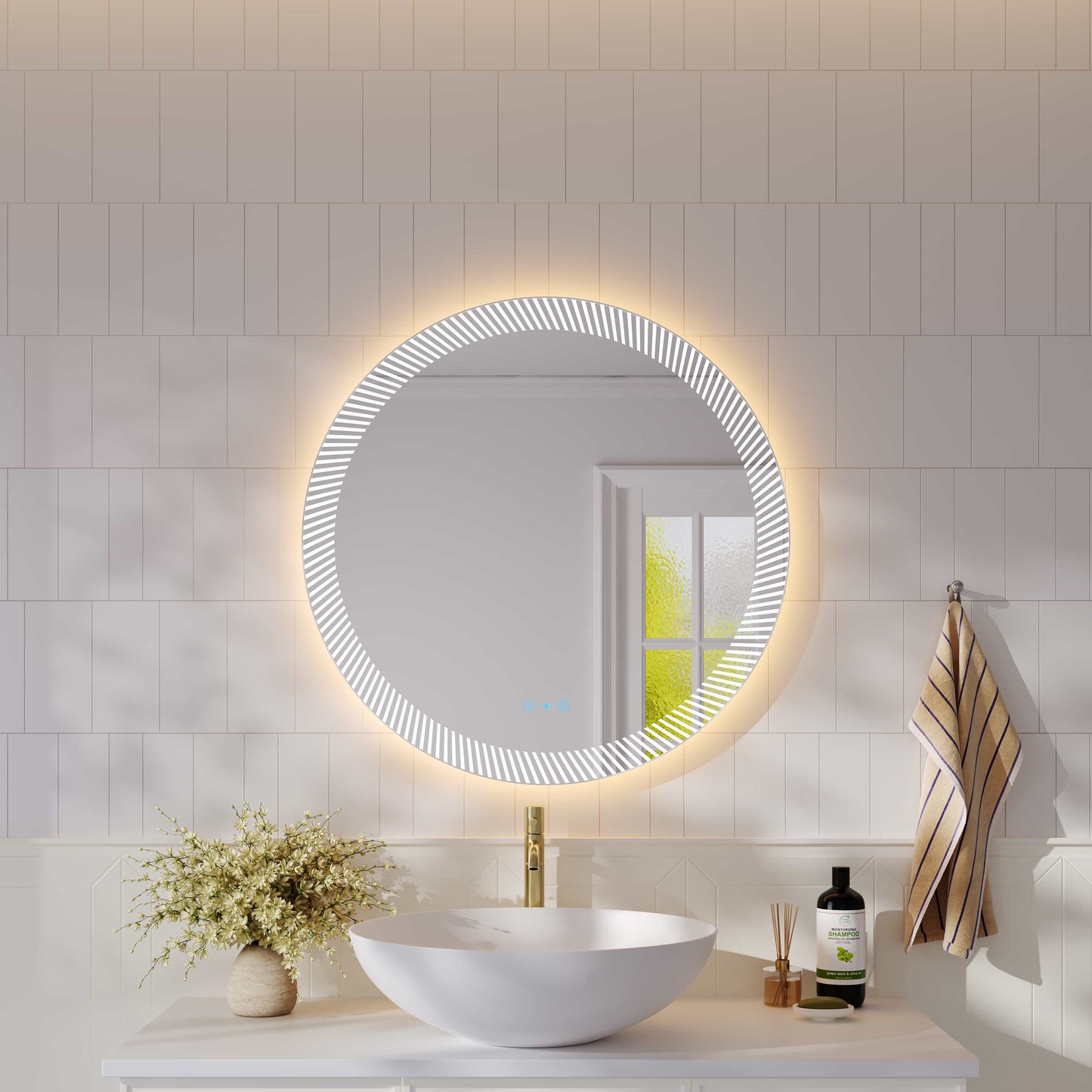 Freya 800mm LED Textured Round Mirror - 800mm