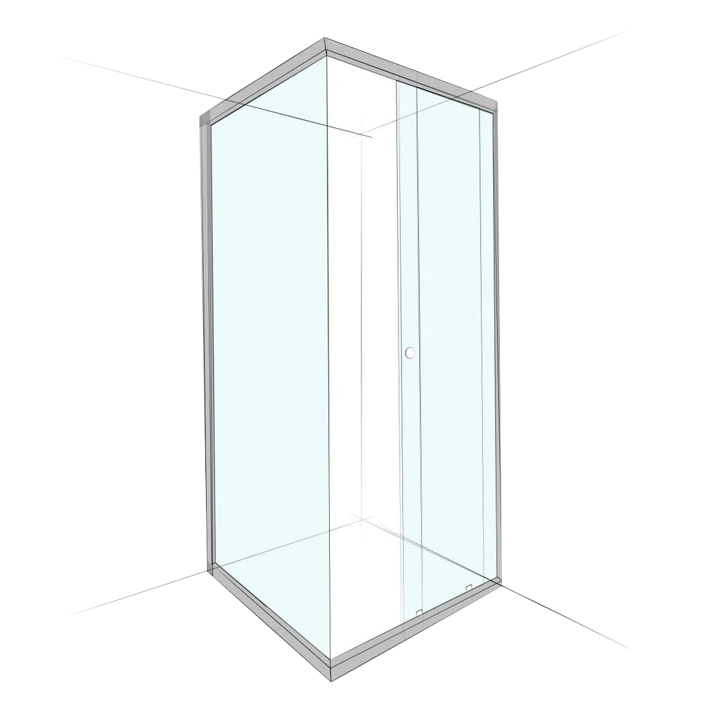 Custom Semi-Frameless Corner Set-In (1 Door Sliding) - Up to 1200 x 1200 / Clear