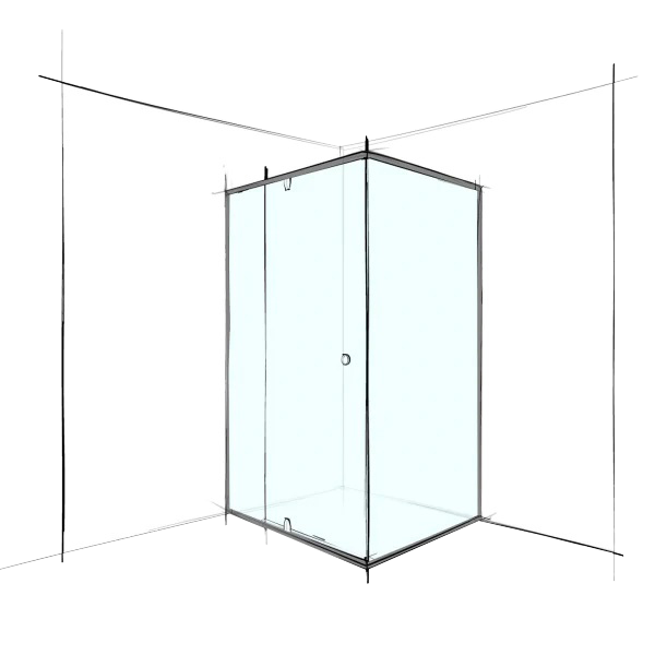 Custom Semi-Frameless Square Corner Set-In - Up to 1000 x 1000 / Clear