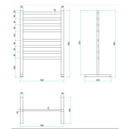 Thermogroup 240V Freestanding 590 Straight/Round Heated Towel Rail