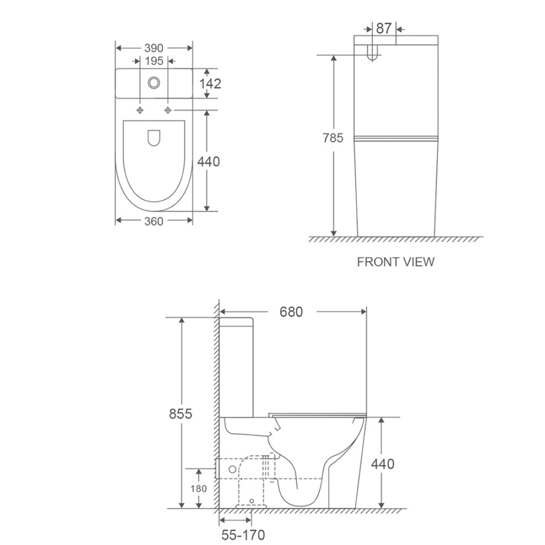 Turner Hastings Fino WhisperFlush Back to Wall Toilet Suite with Slim Seat (WDI Valves)