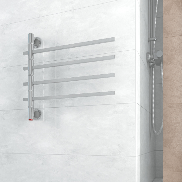 Thermorail 240V Straight 600 Square Swivel Heated Towel Rail
