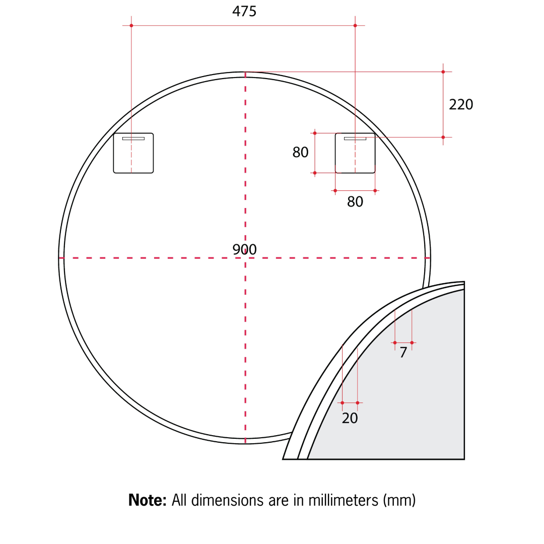 Thermogroup Ablaze Georgia Round White Framed Mirror