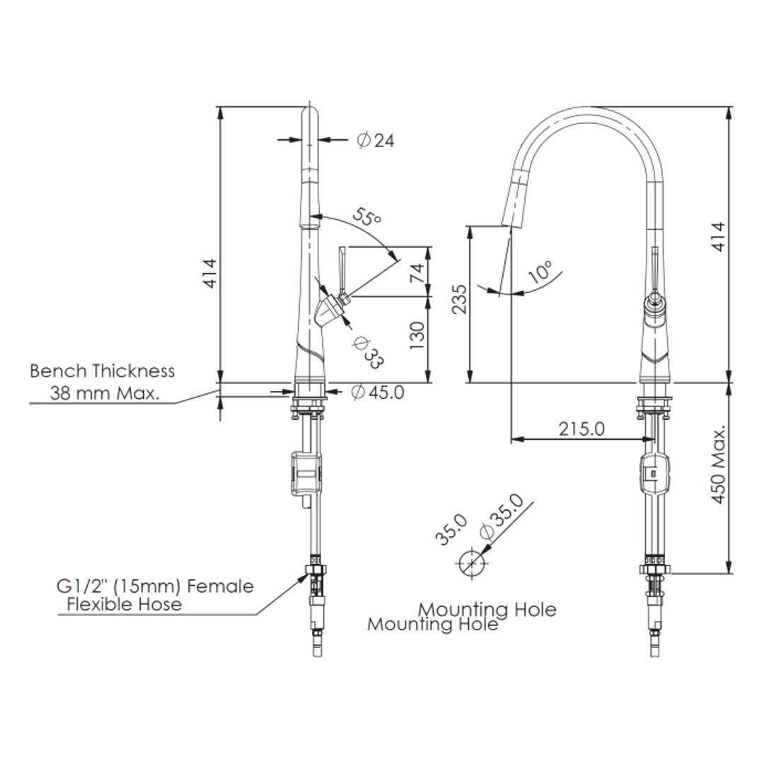 Greens Lustro Ii Pull-Down Sink Mixer Pvd
