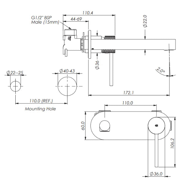 Mika Wall Basin Mixer With Plate - Reno Spares