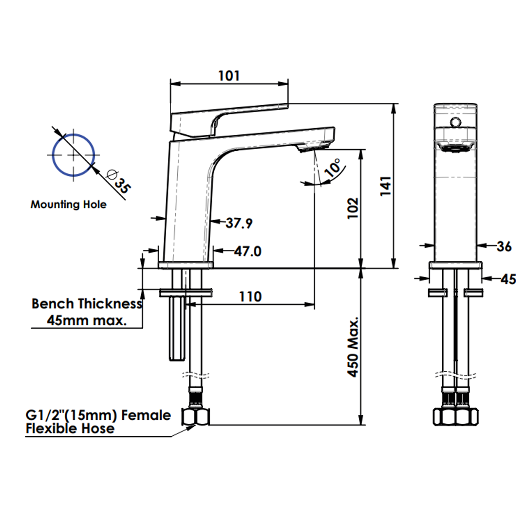 Greens Swept Basin Mixer