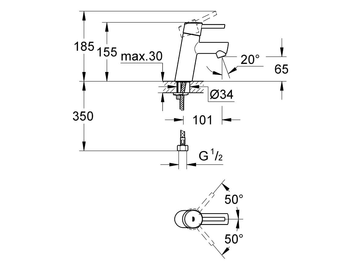Grohe Concetto Basin Mixer Tap Chrome (5 Star) 9506874 - Reno Spares