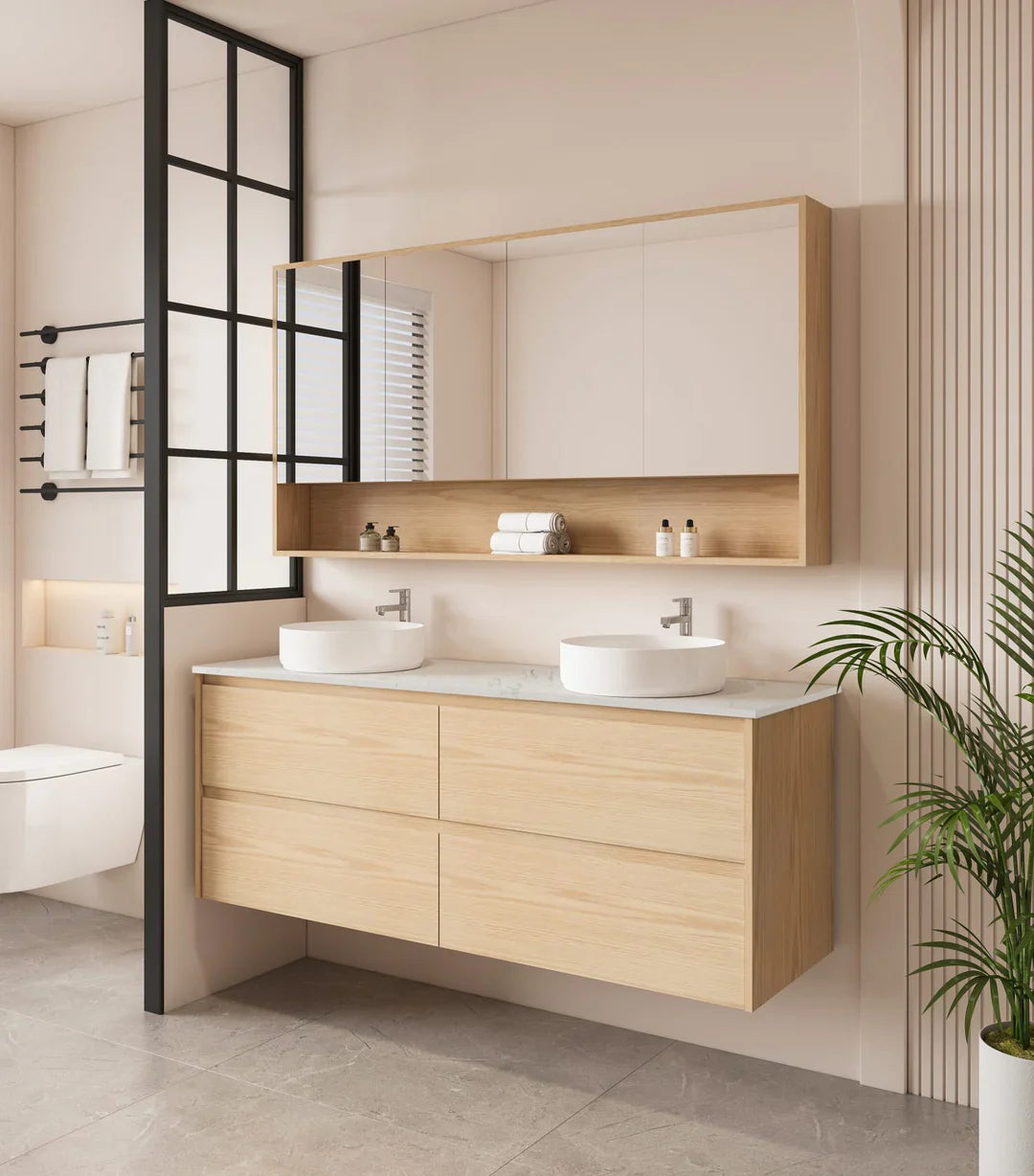 HERA 1500mm Wall-Hung Vanity - Tas Oak - 1500mm / Tas Oak Cabinet Only