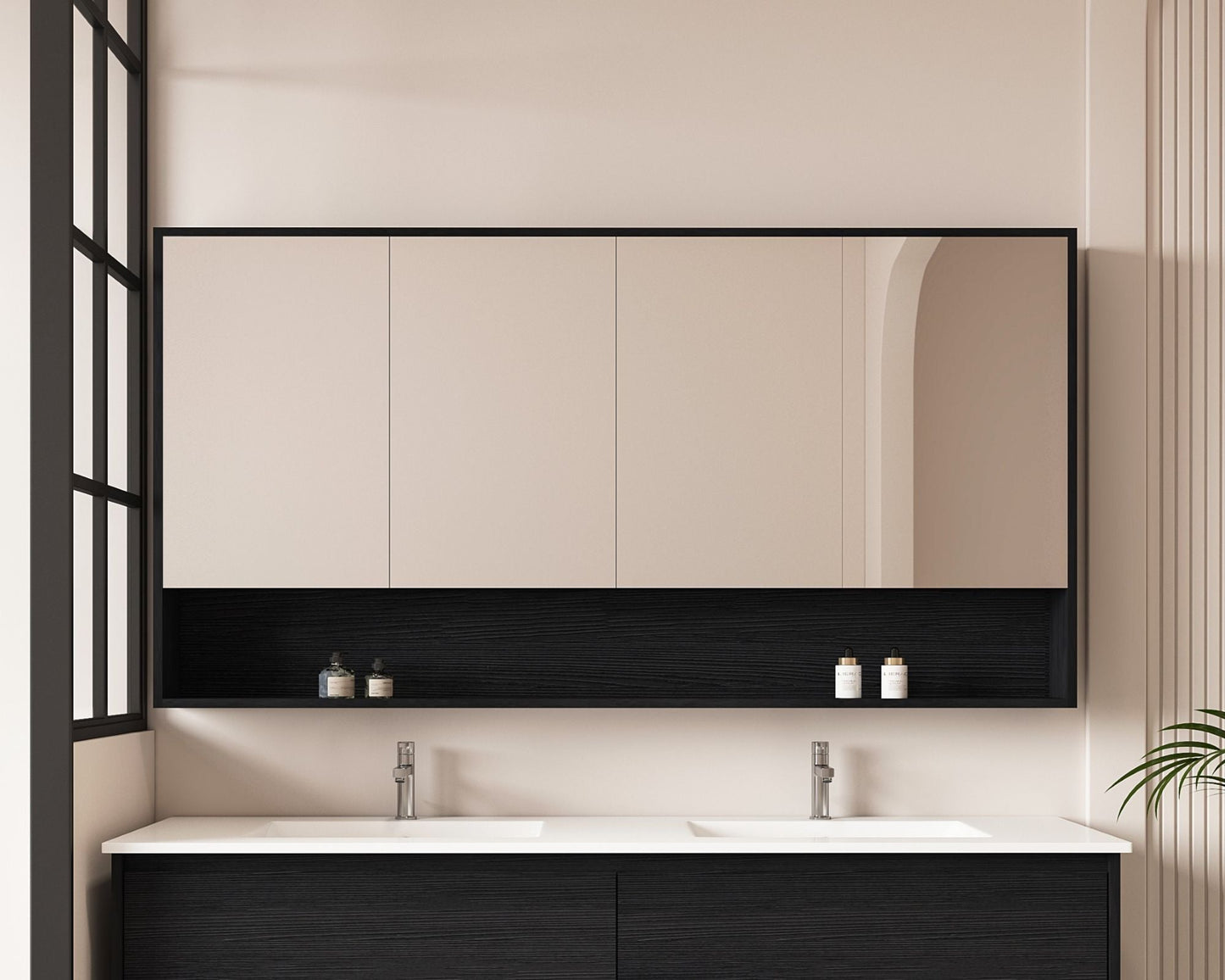 HERA 1500mm Shaving Cabinet - Black Oak - 1500mm