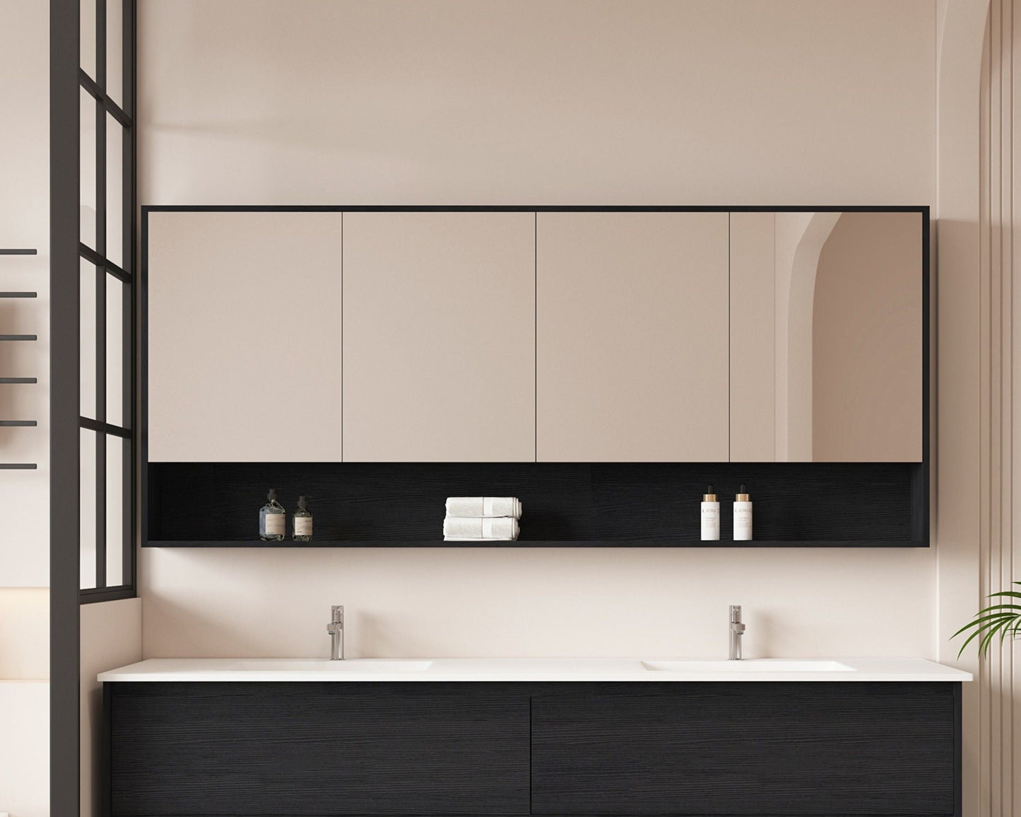 HERA 1800mm Shaving Cabinet - Black Oak - 1800mm