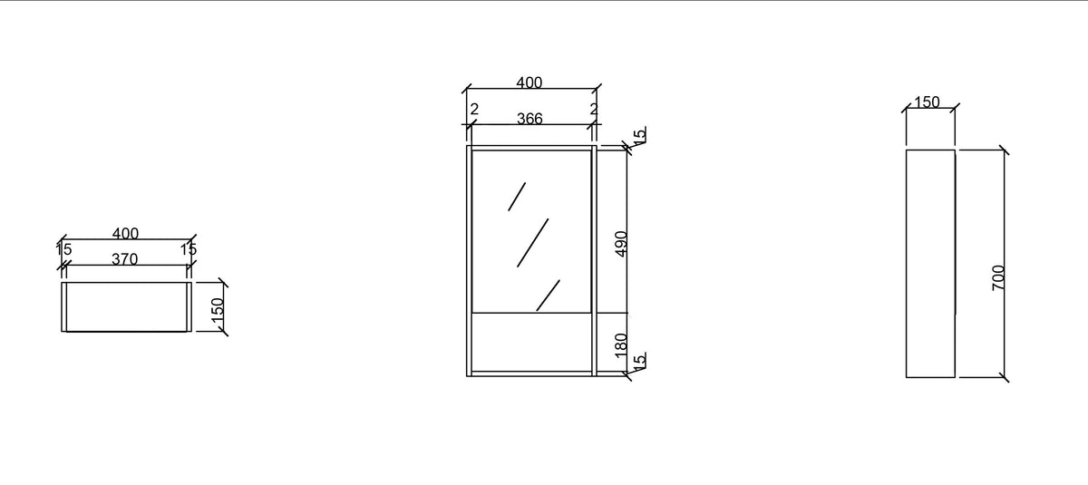 HERA 400mm Shaving Cabinet - Tas Oak