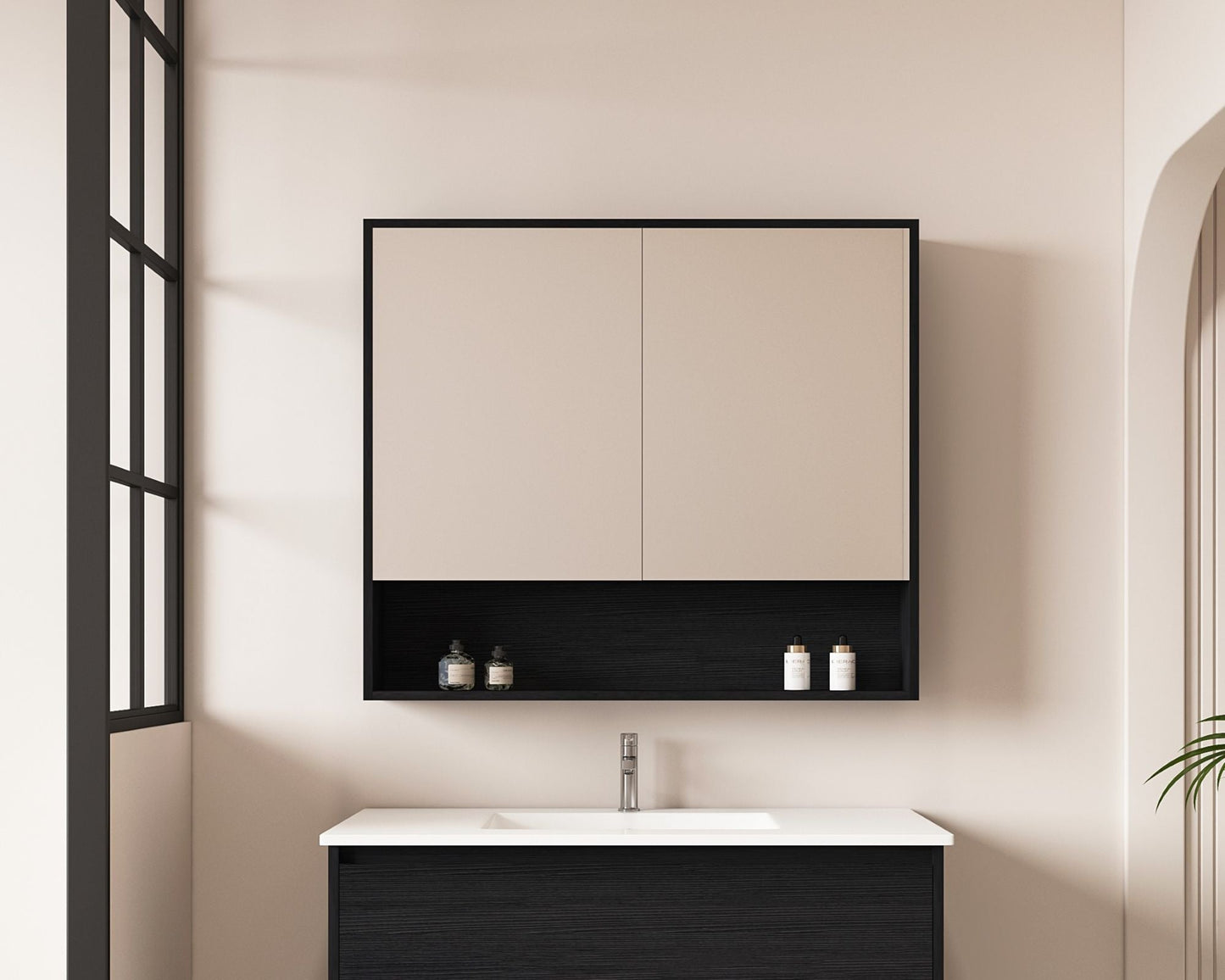 HERA 900mm Shaving Cabinet - Black Oak - 900mm