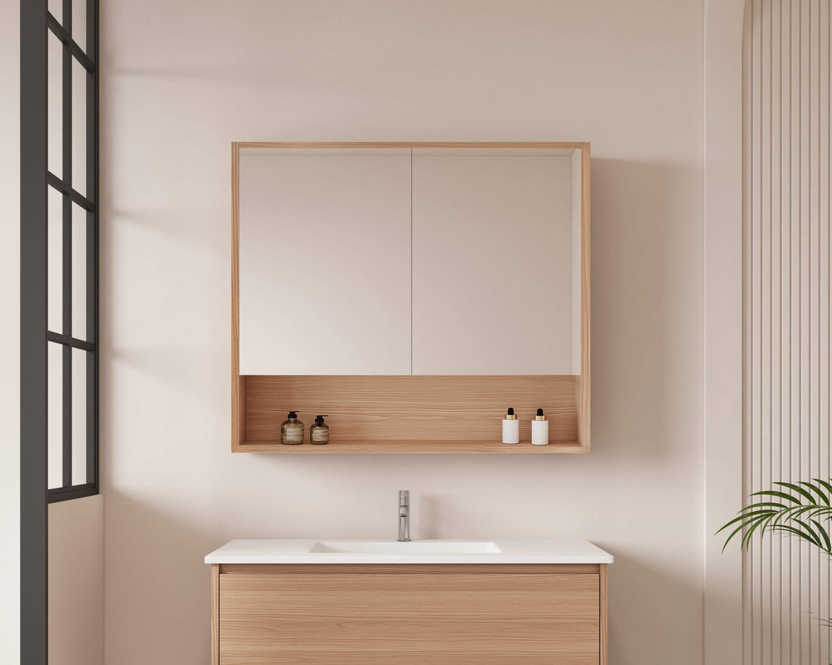 HERA 900mm Shaving Cabinet - Elegant Oak