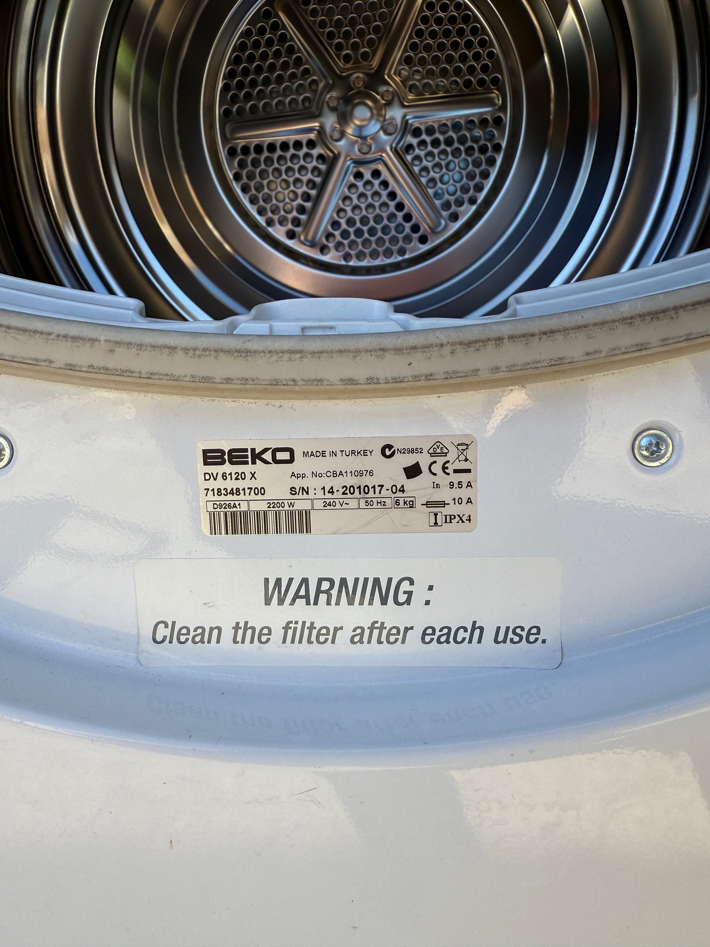 Beko DV 6120 X 6 kg Sensor Controlled Vented Dryer