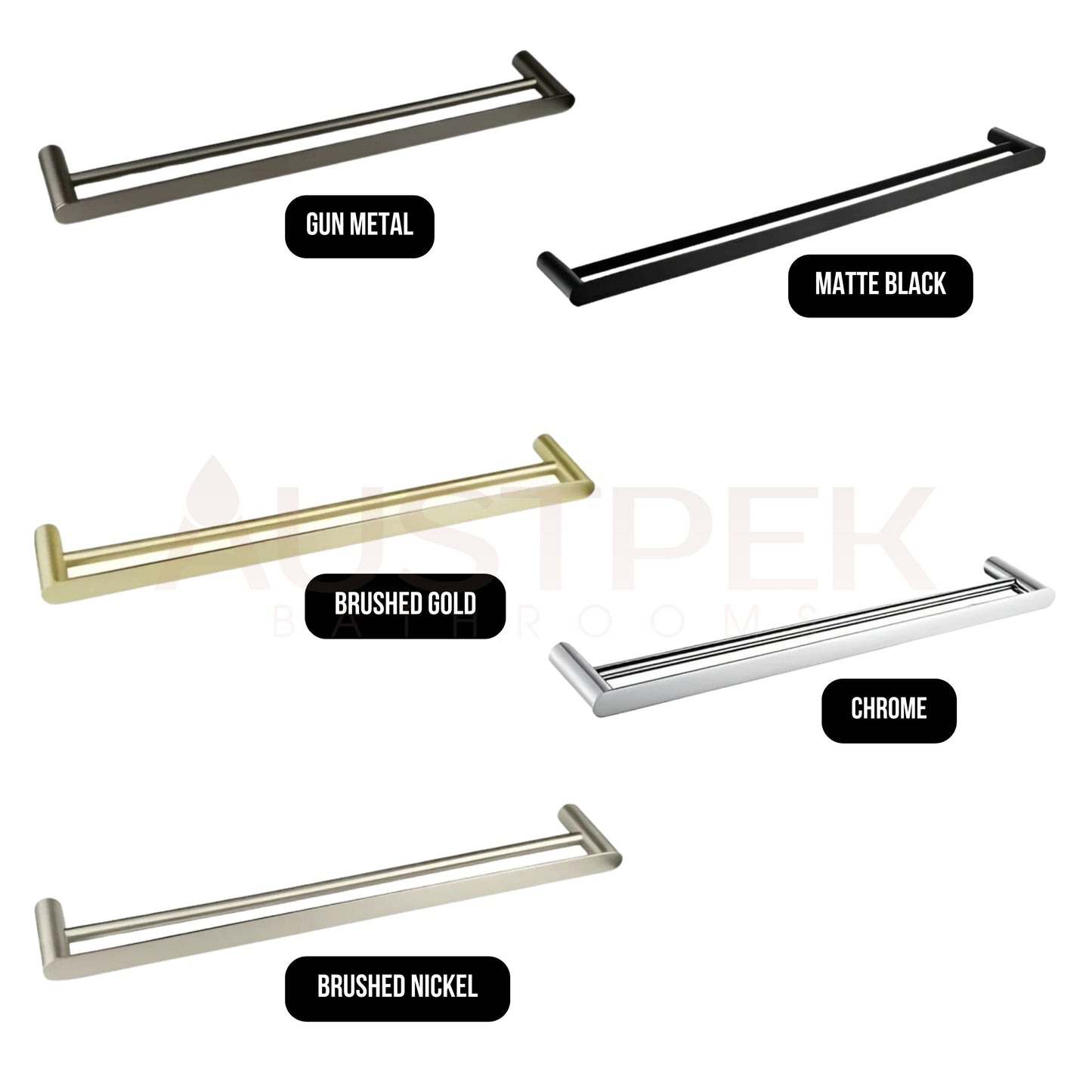 INSPIRE VETTO DOUBLE NON-HEATED TOWEL RAIL GUN METAL 600MM AND 750MM