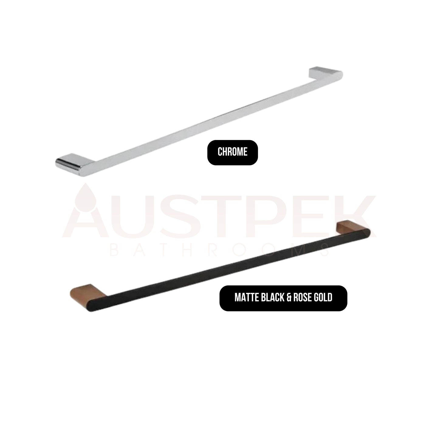 INSPIRE ZEVIO SINGLE NON-HEATED TOWEL RAIL CHROME 600MM AND 750MM