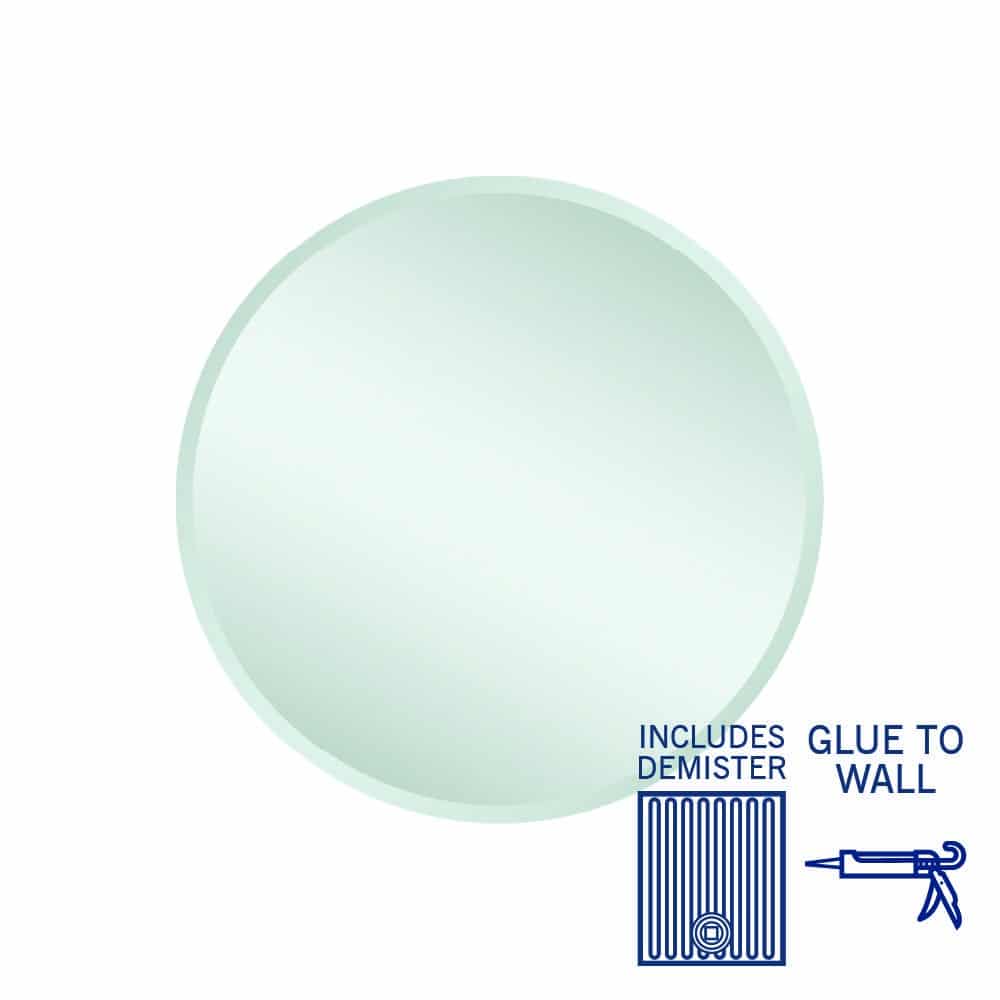KR6060GTD Round 18mm Bevel Edge Mirror with Demister