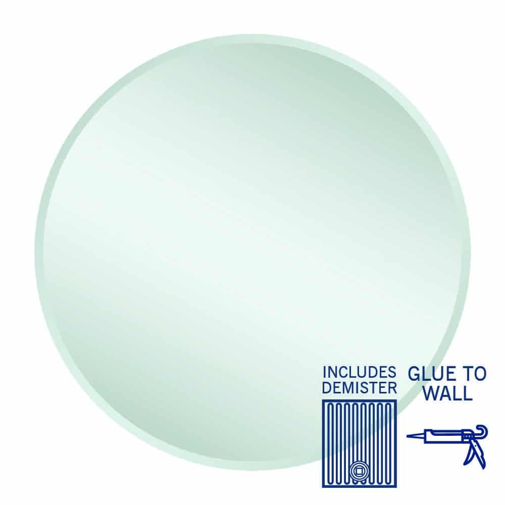 KR8080GTD Round 18mm Bevel Edge Mirror with Demister