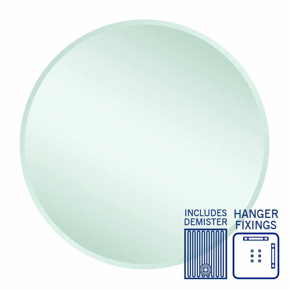 KR8080HND Round 18mm Bevel Edge Mirror with Demister