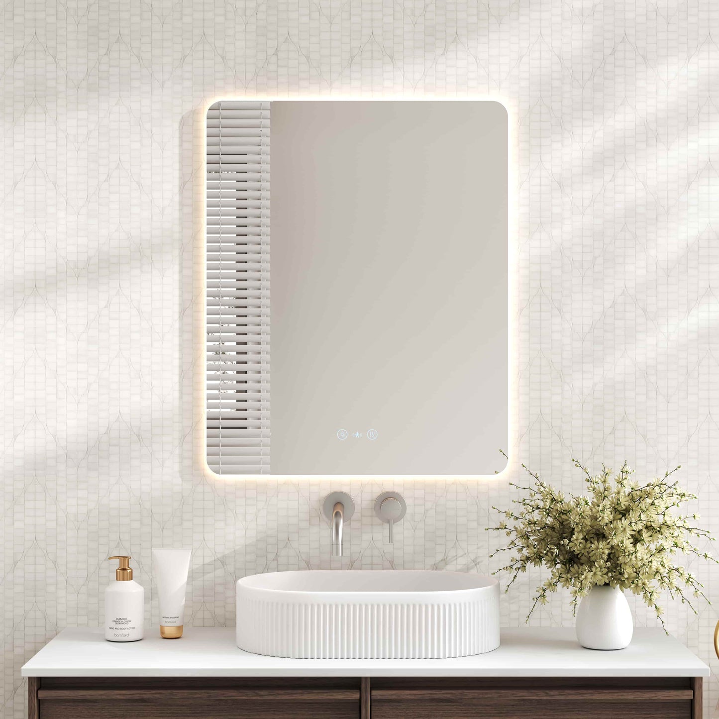 Luna LED Rectangular Mirror 600mm - with Adjustable LED Lighting - 600 x 750mm