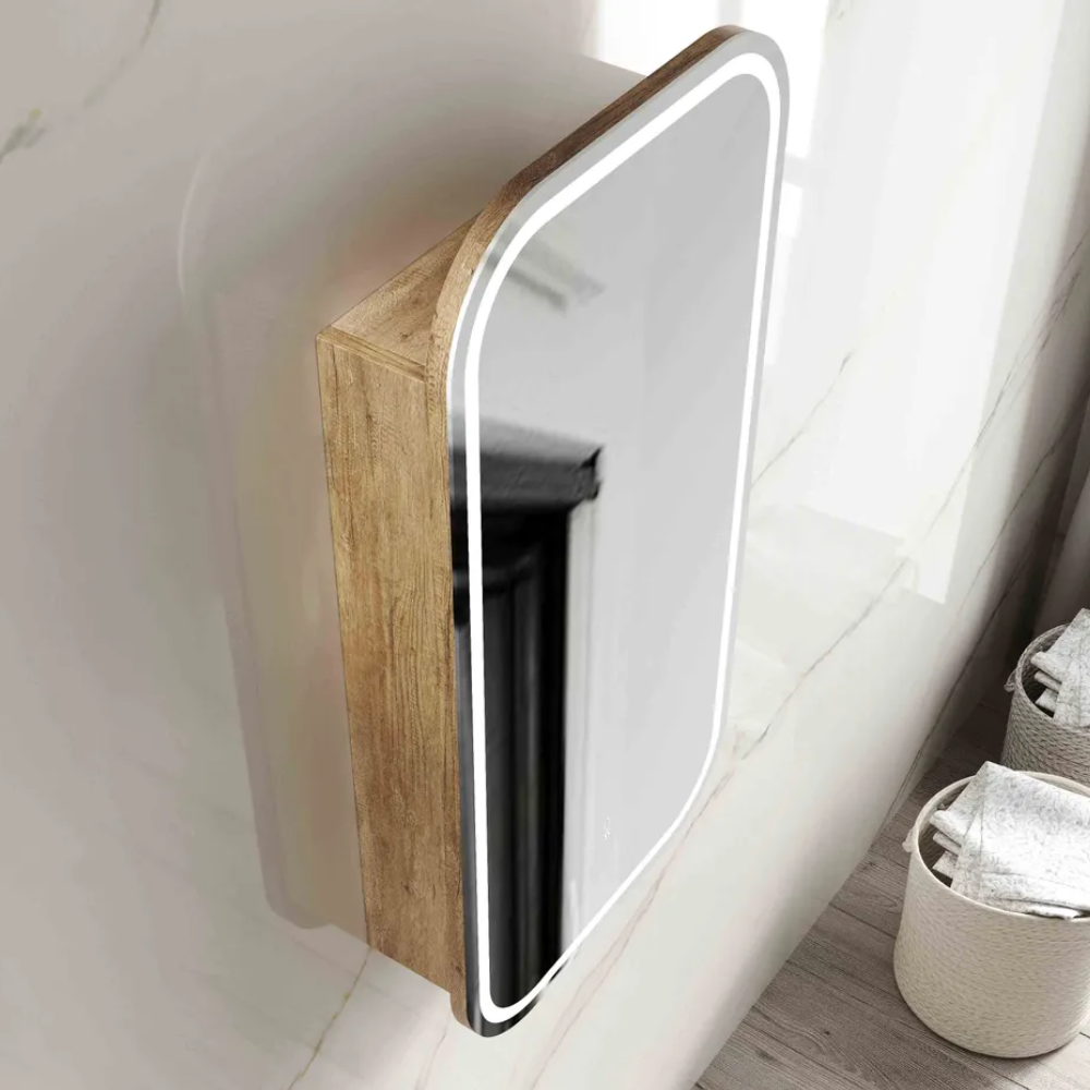 Otti LED Newport 900x450mm Natural Oak Shaving Cabinet Premium Edition