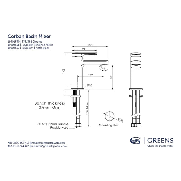 Corban Basin Mixer - Reno Spares