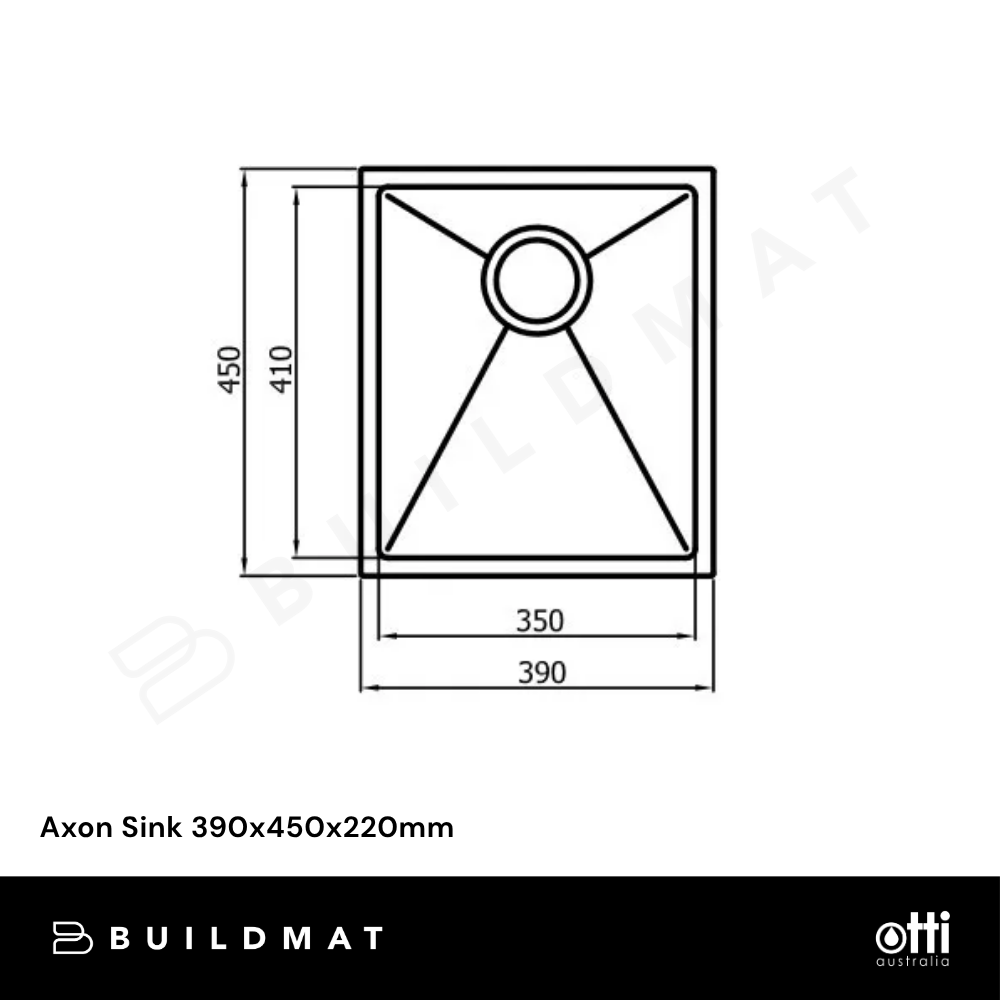 Otti Axon Sink 390x450x220mm Stainless Steel