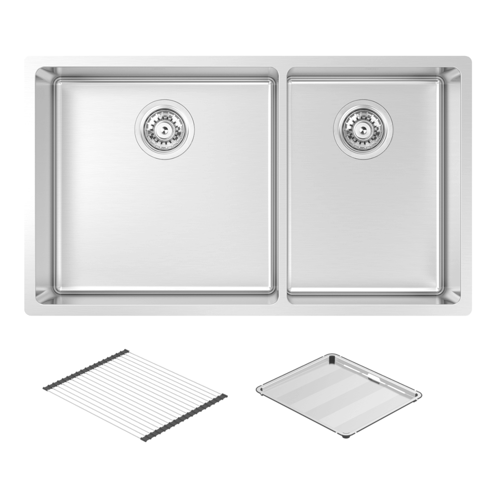 Montego Large Bowl & Three Quarter Bowl Sink with Concertina & Drain Tray