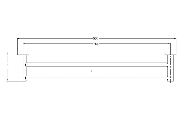 Nero Mecca Double Towel Rail 800mm / NR1930dBZ