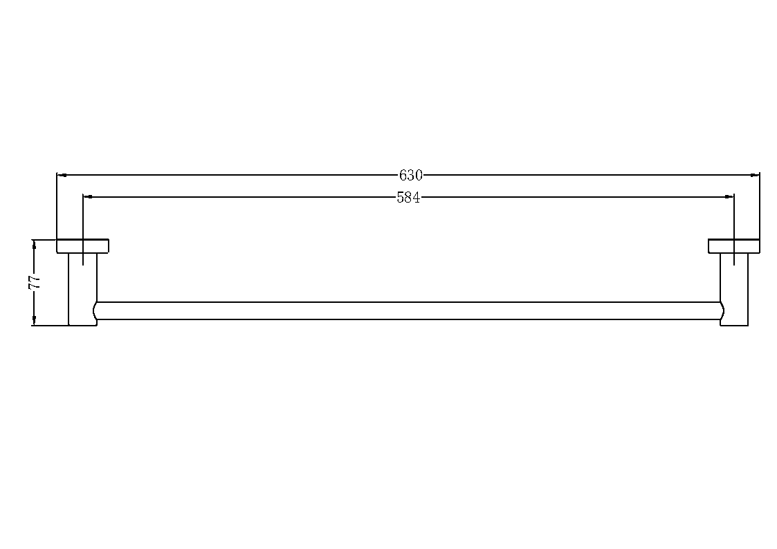 Nero Mecca Single Towel Rail 600mm Grey / NR1924GM