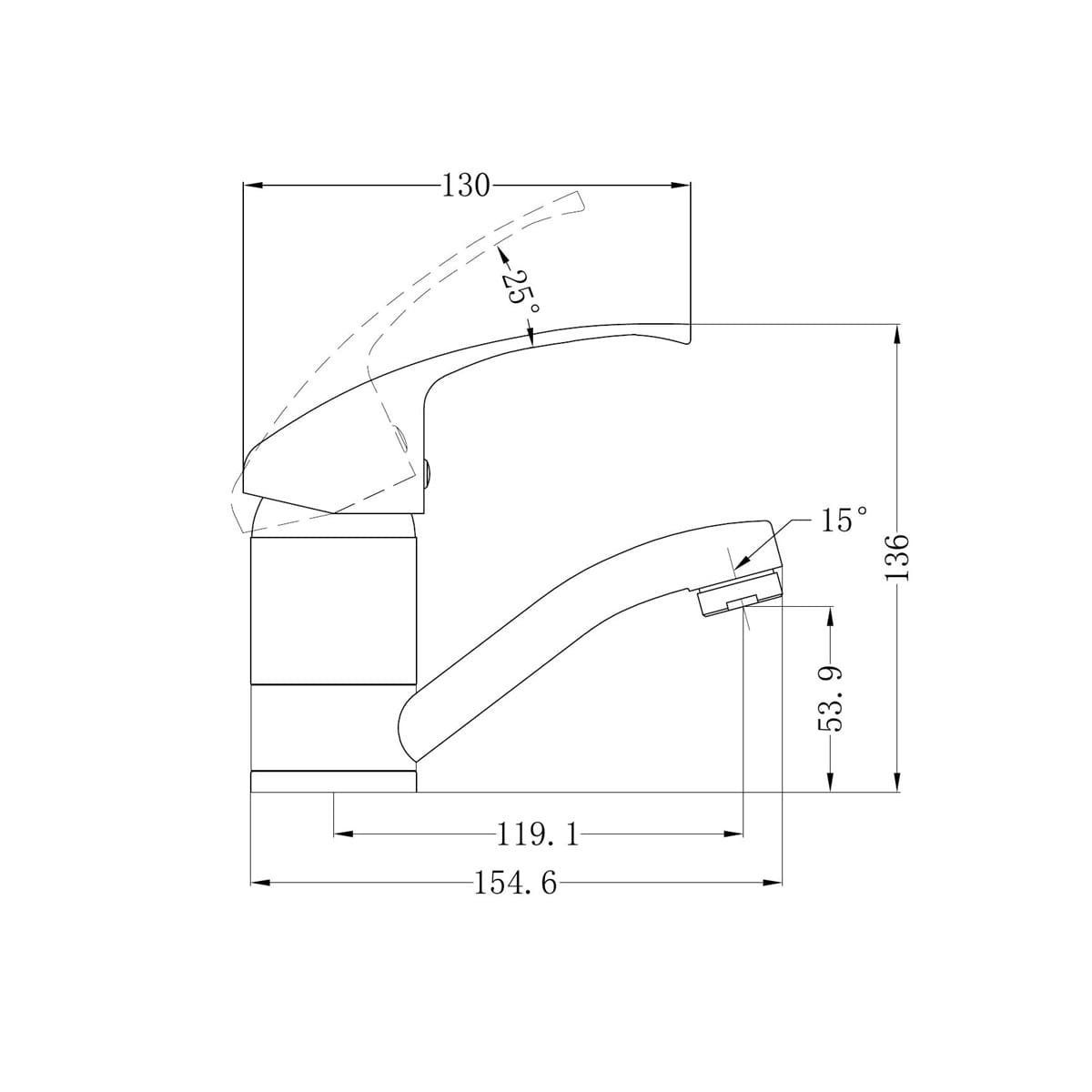 Classic Swivel Basin Mixer (100MM Spout) - Reno Spares