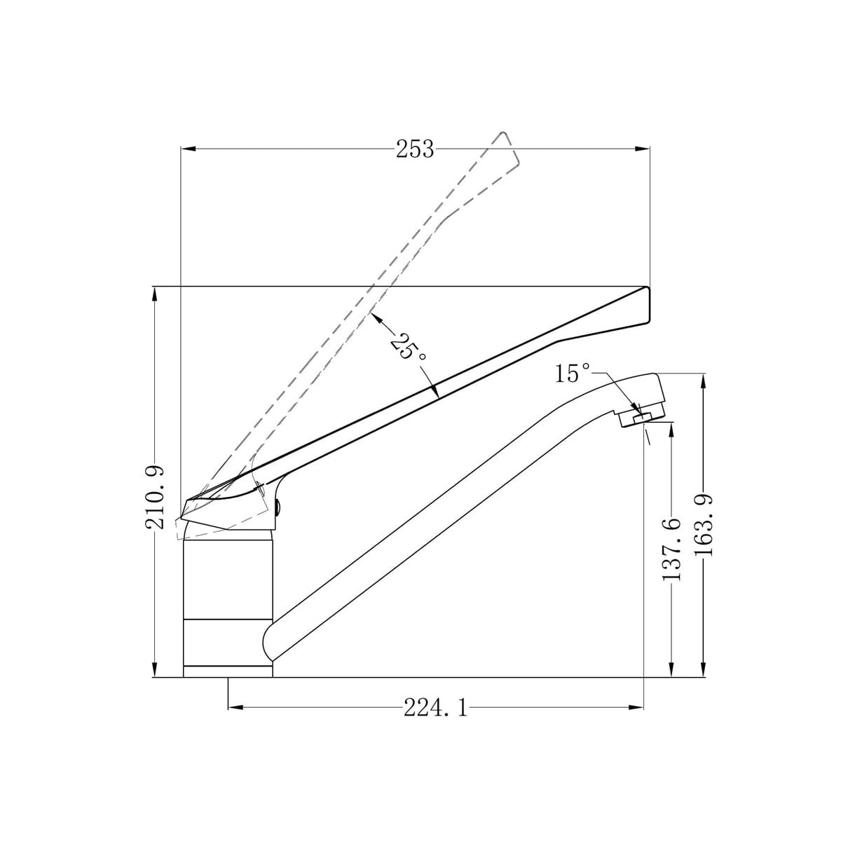 Classic Care Sink Mixer Extended Handle - Reno Spares